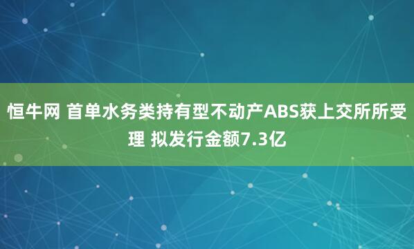 恒牛网 首单水务类持有型不动产ABS获上交所所受理 拟发行金额7.3亿